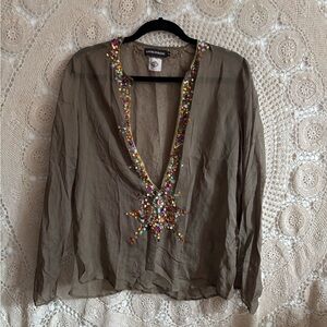 Antik batik chiffon top. Size L.